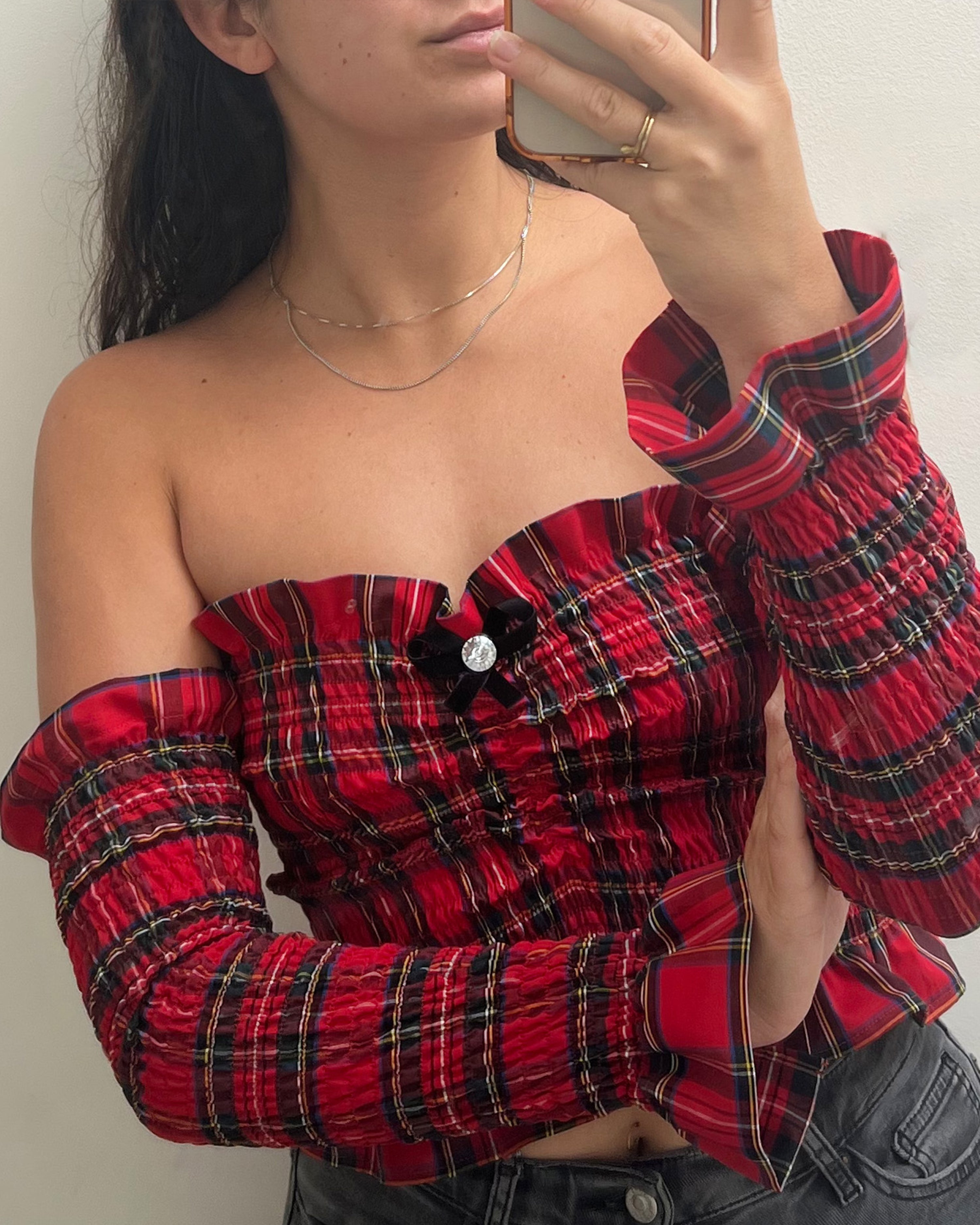 Ida Bodice & Gloves - Red Tartan