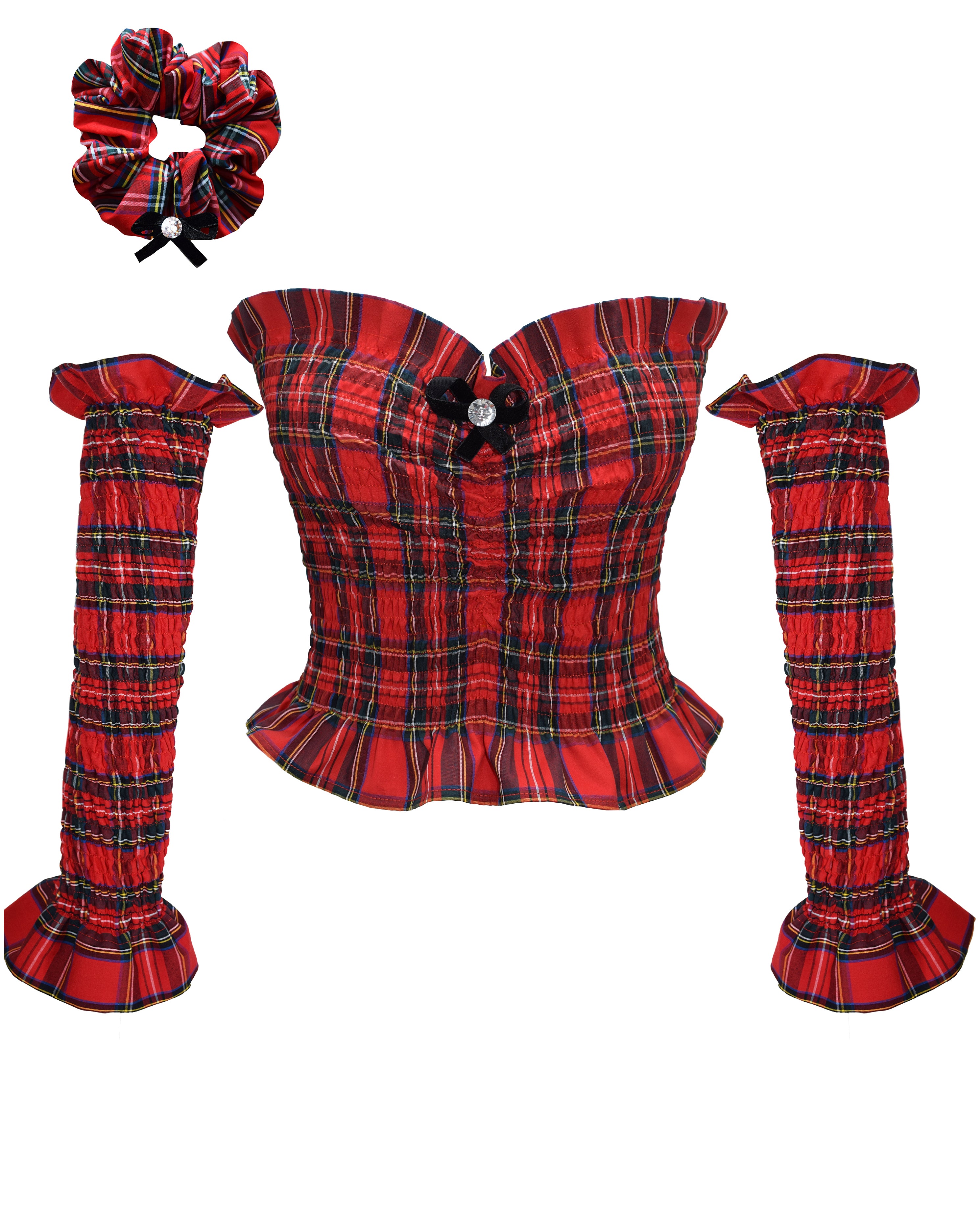Ida Bodice & Gloves - Red Tartan