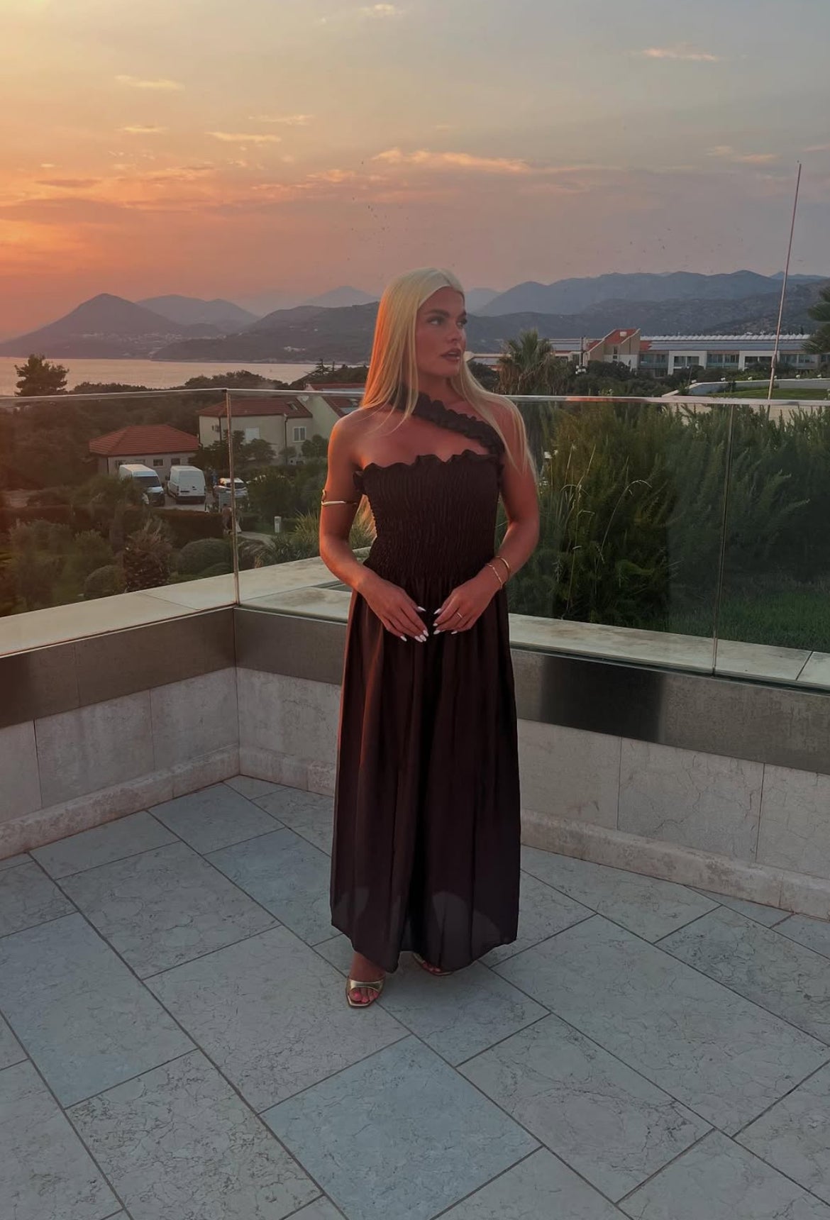Dionne Dress - Chocolate Satin