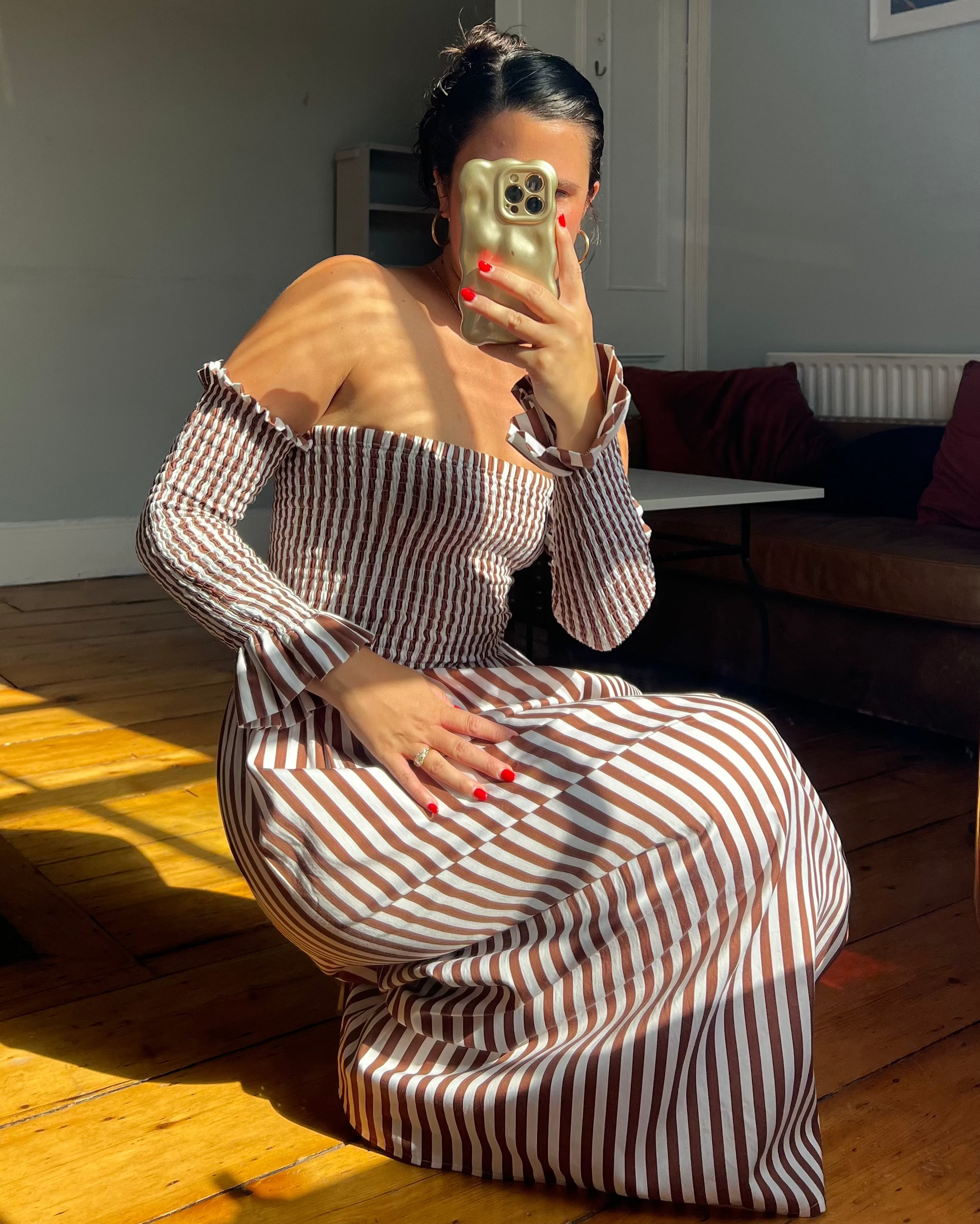 Margaux Dress - Chocolate Stripe