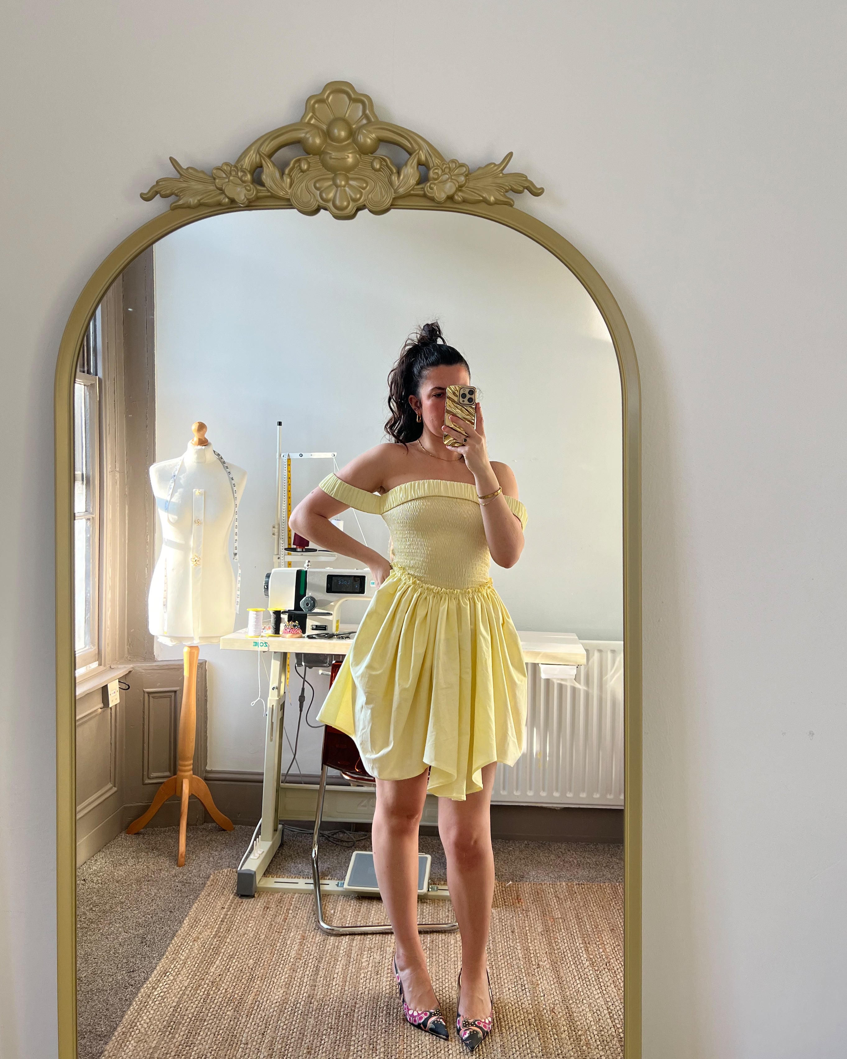chandra mini dress in butter yellow Miss Circle Women Valentina Butter Yellow Boned Curve Edge Peplum Mini Dress