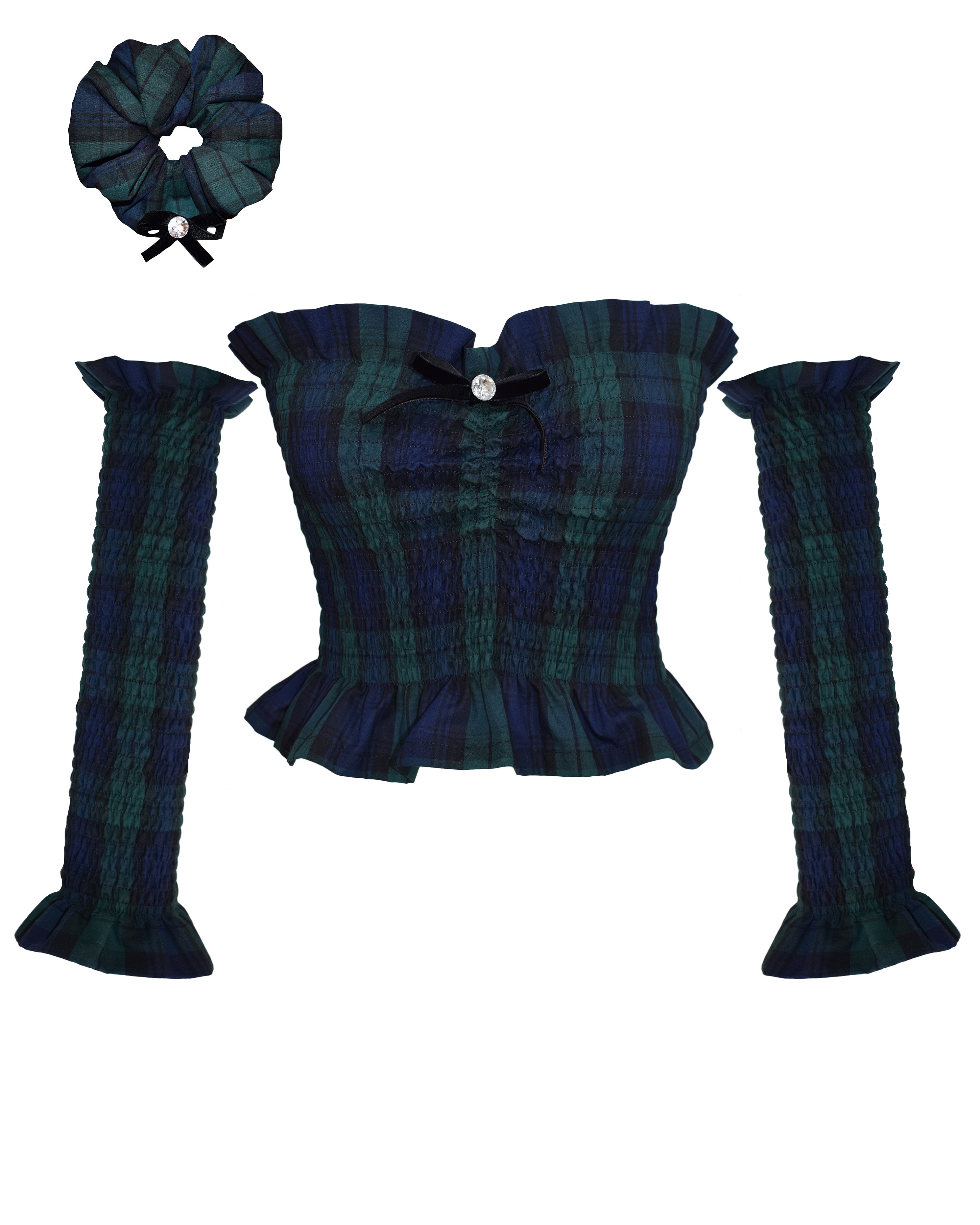 Ida Bodice & Gloves - Black Watch Tartan