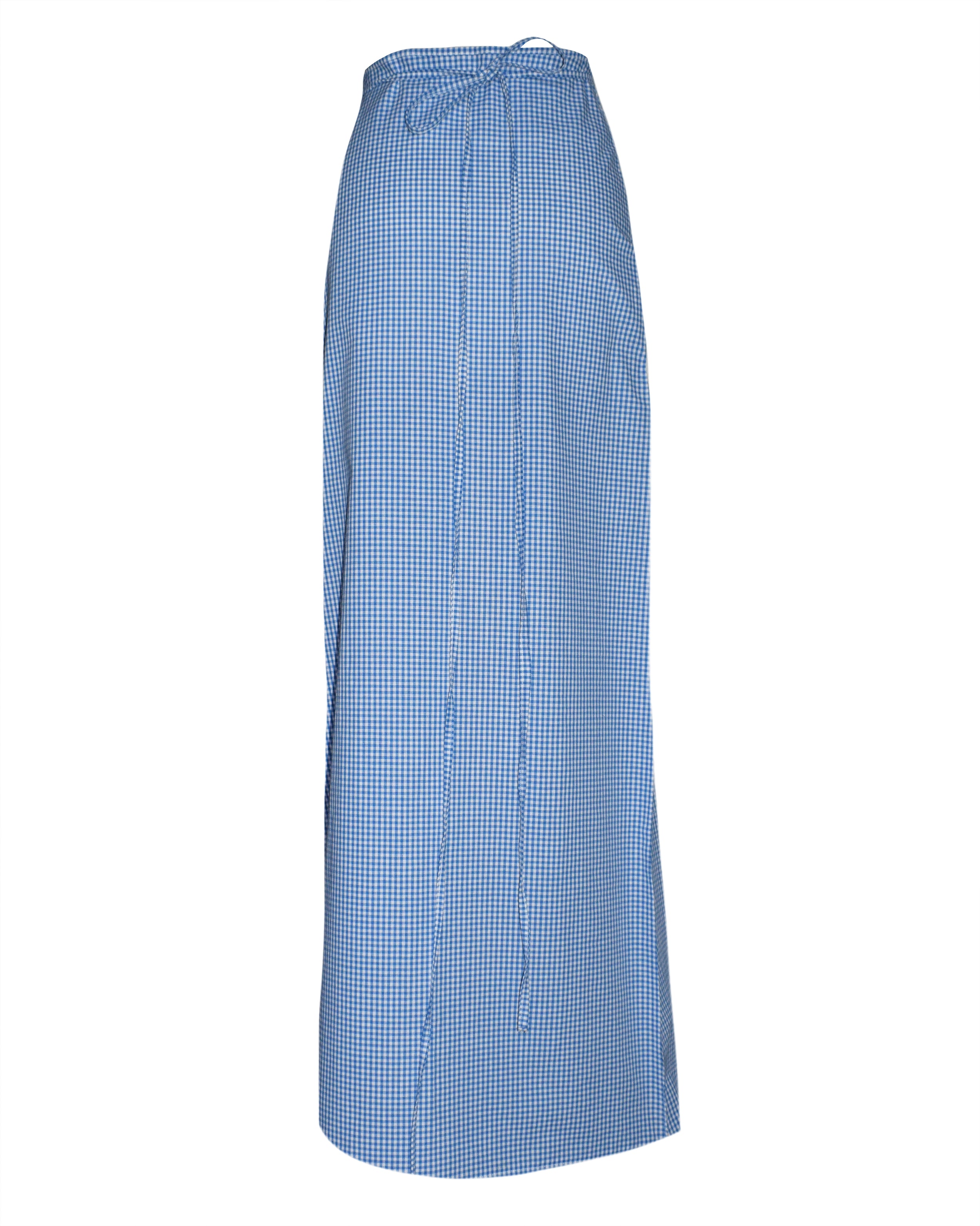 Rhyme Maxi Wrap Skirt - Blue Gingham