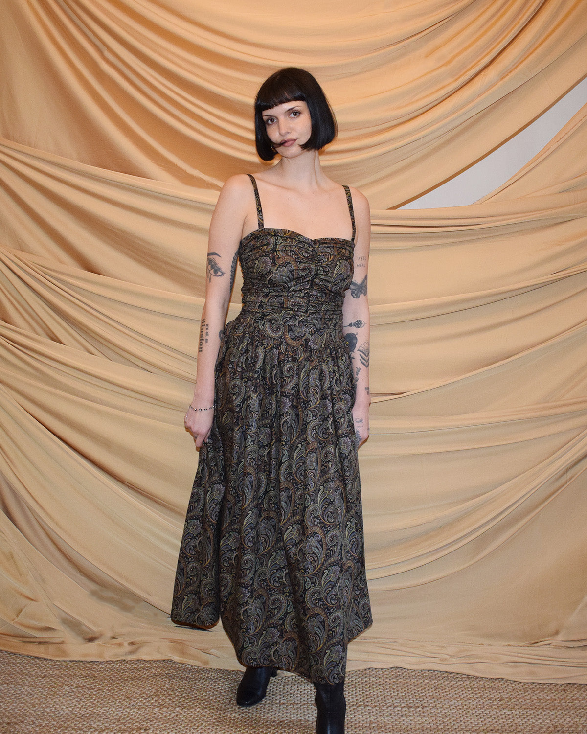 Mable Adjustable Skirt - Black Paisley