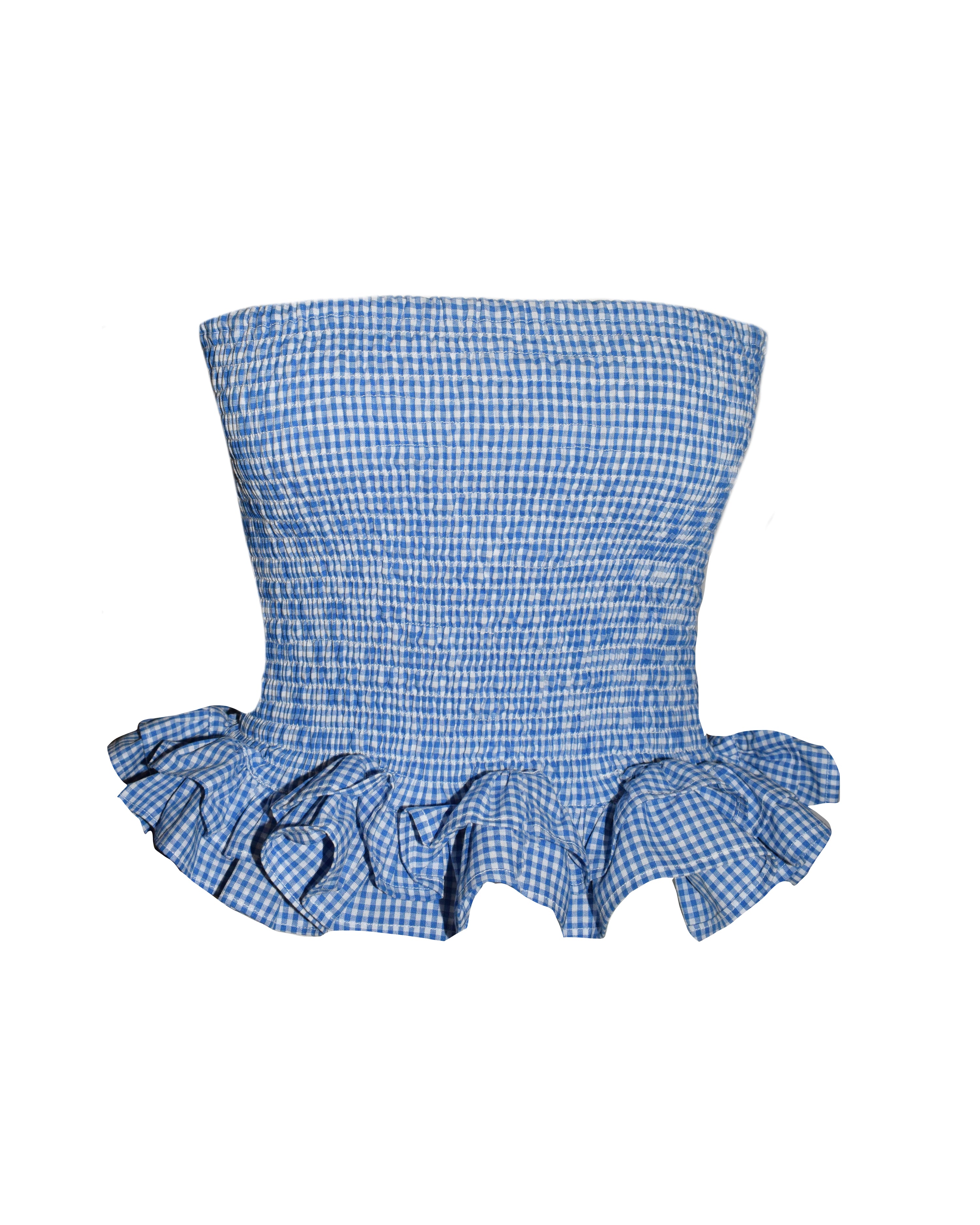 Tutu Top - Blue Gingham