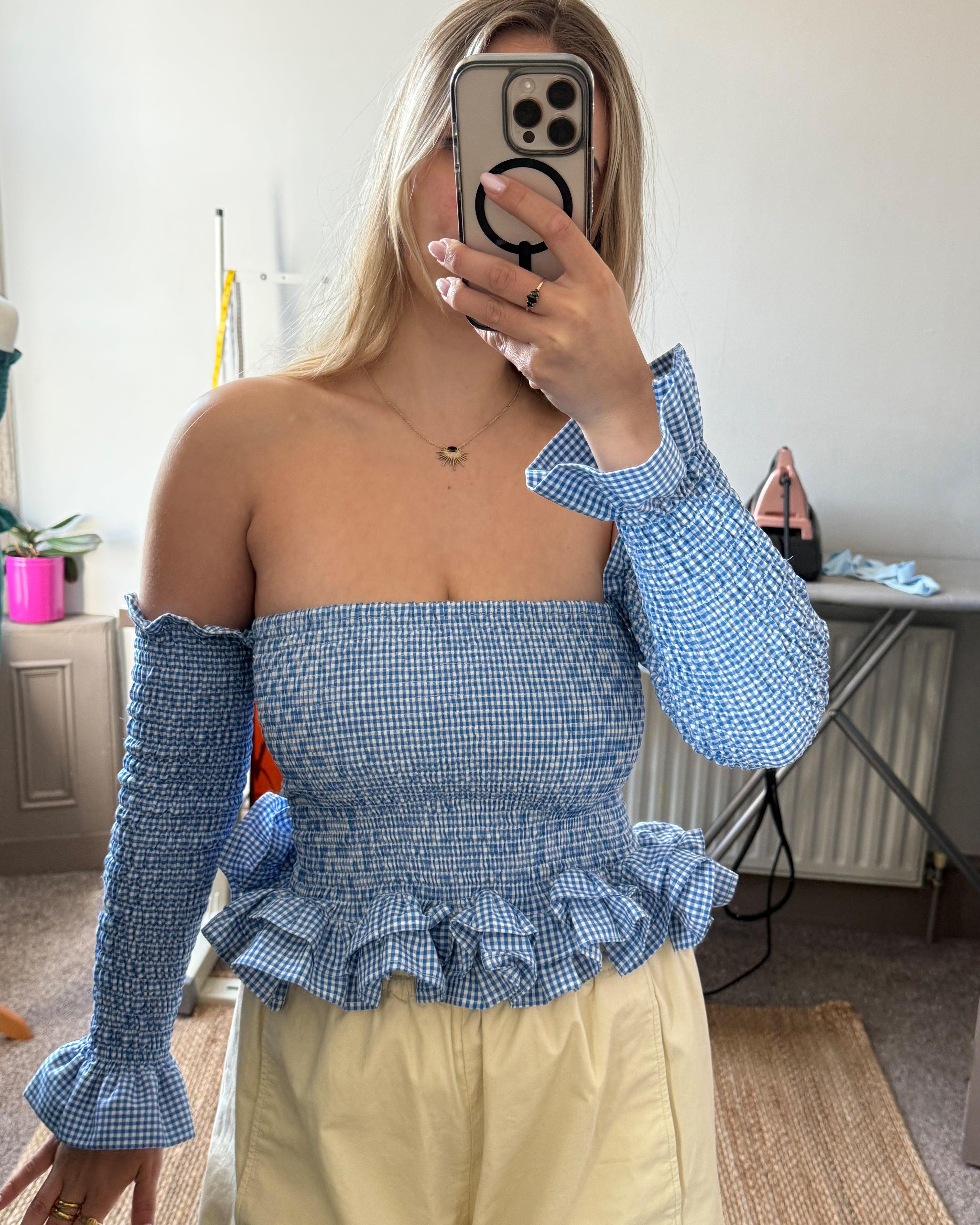 Tutu Top - Blue Gingham