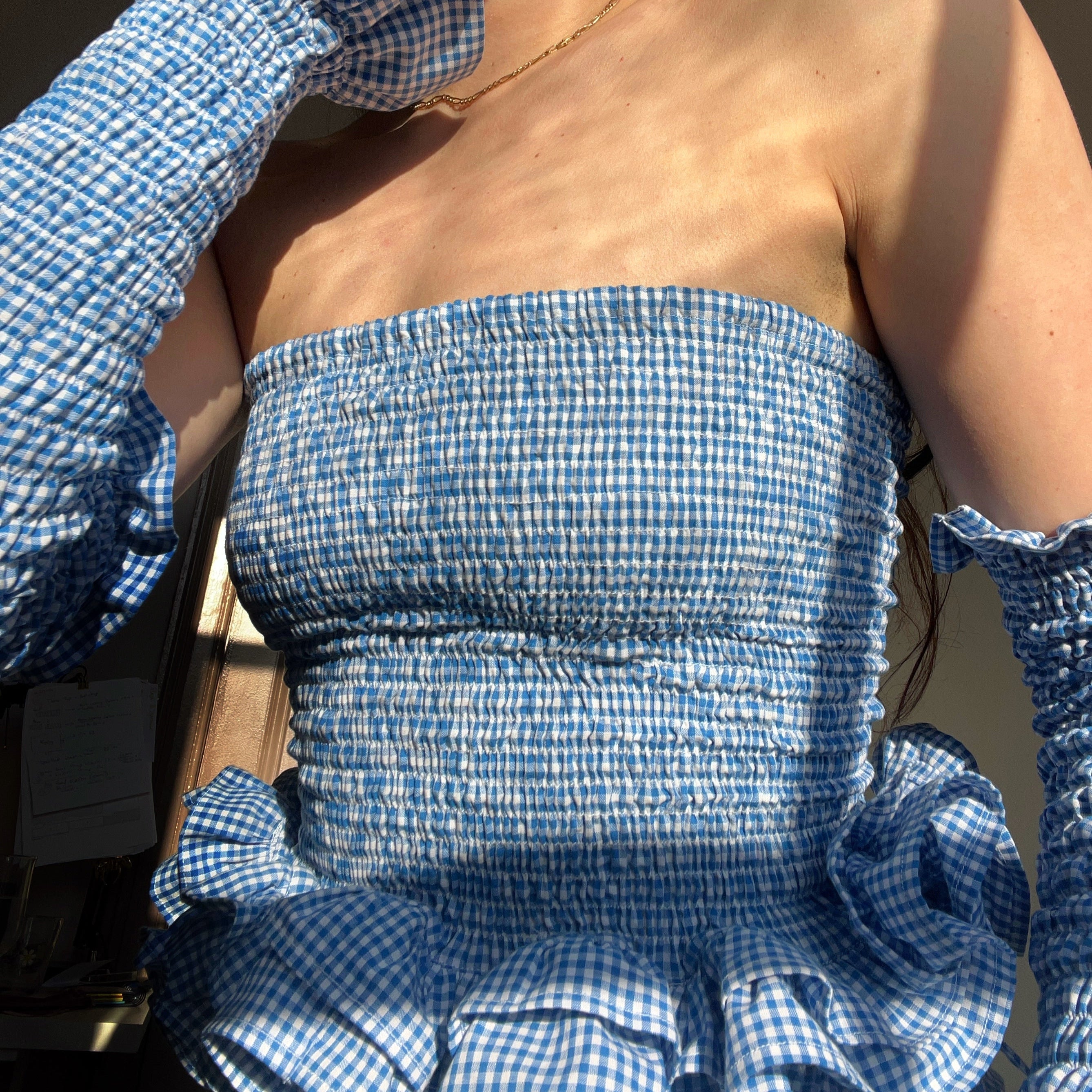 Tutu Top - Blue Gingham